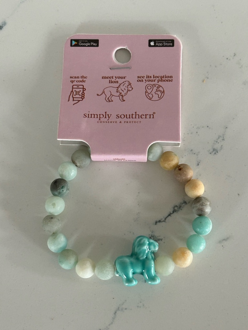 NWT Simply Southern Beaded Lion Tracker Bracelet